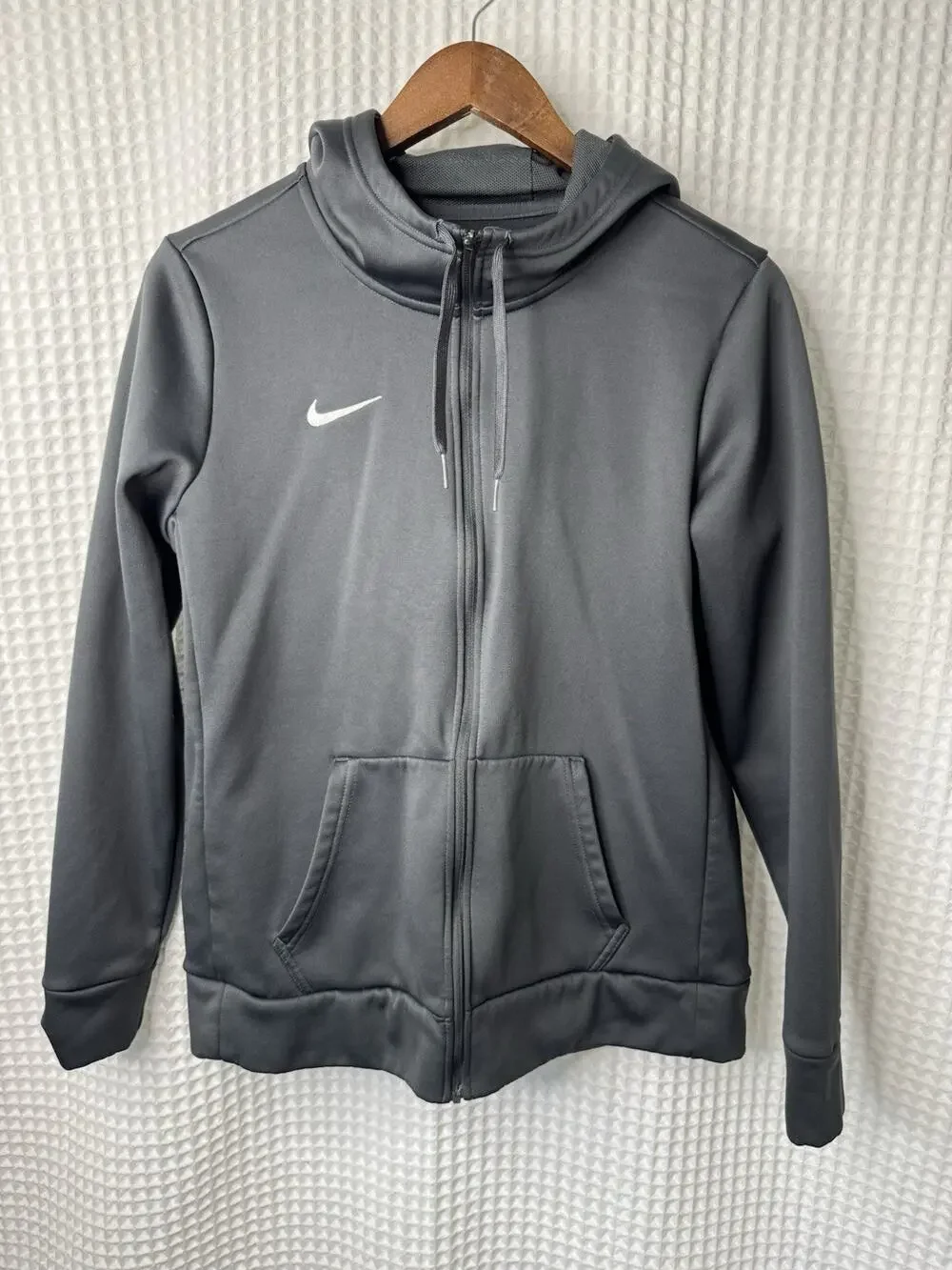 Nike Women’s Dri-FIT Full Zip Hoodie Size Medium Gray Athletic Training Jacket - Picture 1 of 6